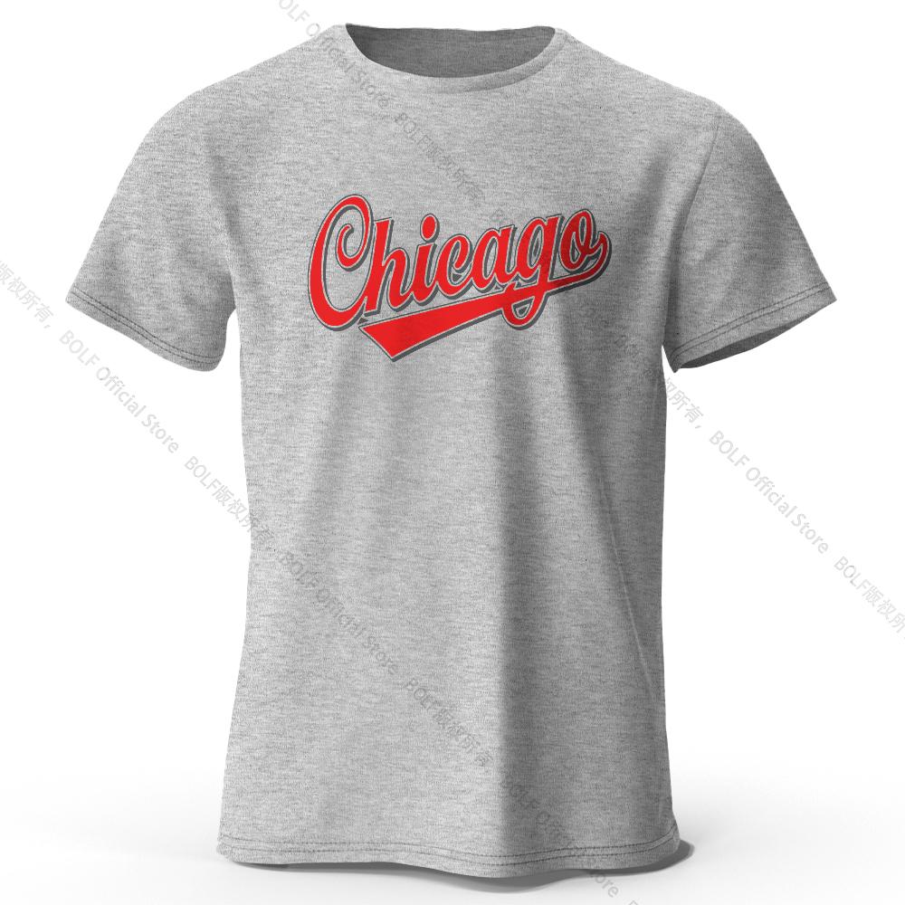 Men's Chicago Printed T-Shirt 100% Cotton Oversized Letter Graphic Tees for Women Summer Tops Urban Streetwear