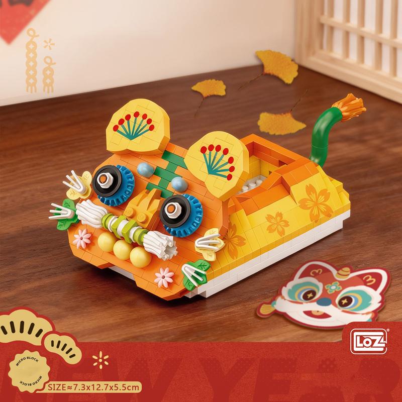Loz Micro-Drill Particle Model Assembly Toy Tiger Head Shoes Creative Ornament Moc Building Blocks Kids Birthday Toy Gift