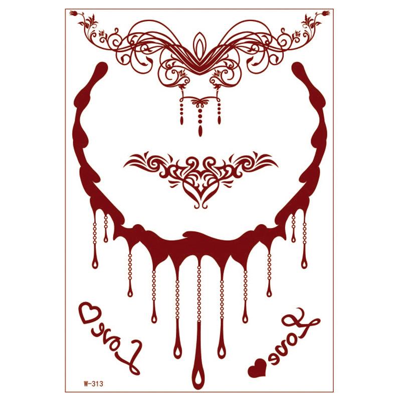 Lace Tattoo Sticker Vermilion Geometric Pattern Party Waterproof Henna Tattoo