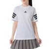 Adidas Striped Breathable Casual Sports Short Sleeve Drop Shoulder T-Shirt Women Tops White JE0238
