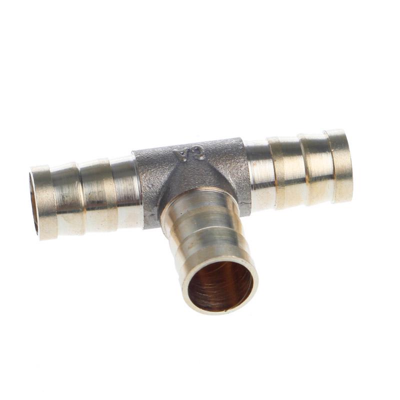 6-16mm Brass T Piece 3 Way Fuel Hose Joiner Connector For Air Oil Gas Car Accessories
