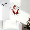 Realistic Christmas Glass Clings 3D Santa Claus Wall Sticker Breaking Decal for Holiday Decoration Easy to Apply Window Stickers Waterproof PVC Art