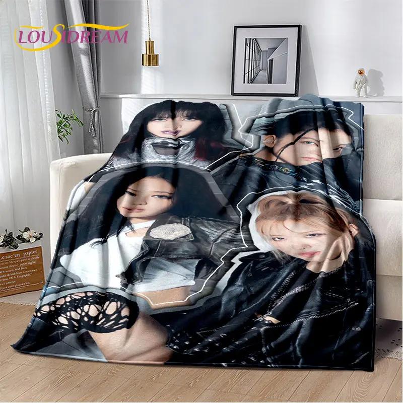 Black Pink Kpop Star Girl Group Soft Plush Blanket,Flannel Blanket Throw Blanket for Living Room Bedroom Bed Sofa Picnic Cover