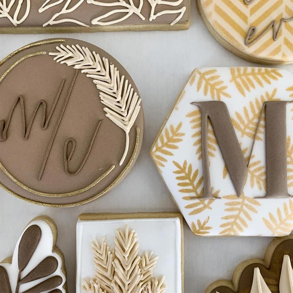 Cookie Stencils for Baking Royal Icing Leaf Stencil Airbrush Flower Hibiscus Vine Rose Stencil Templates for Cake Stencils Decorating Buttercream