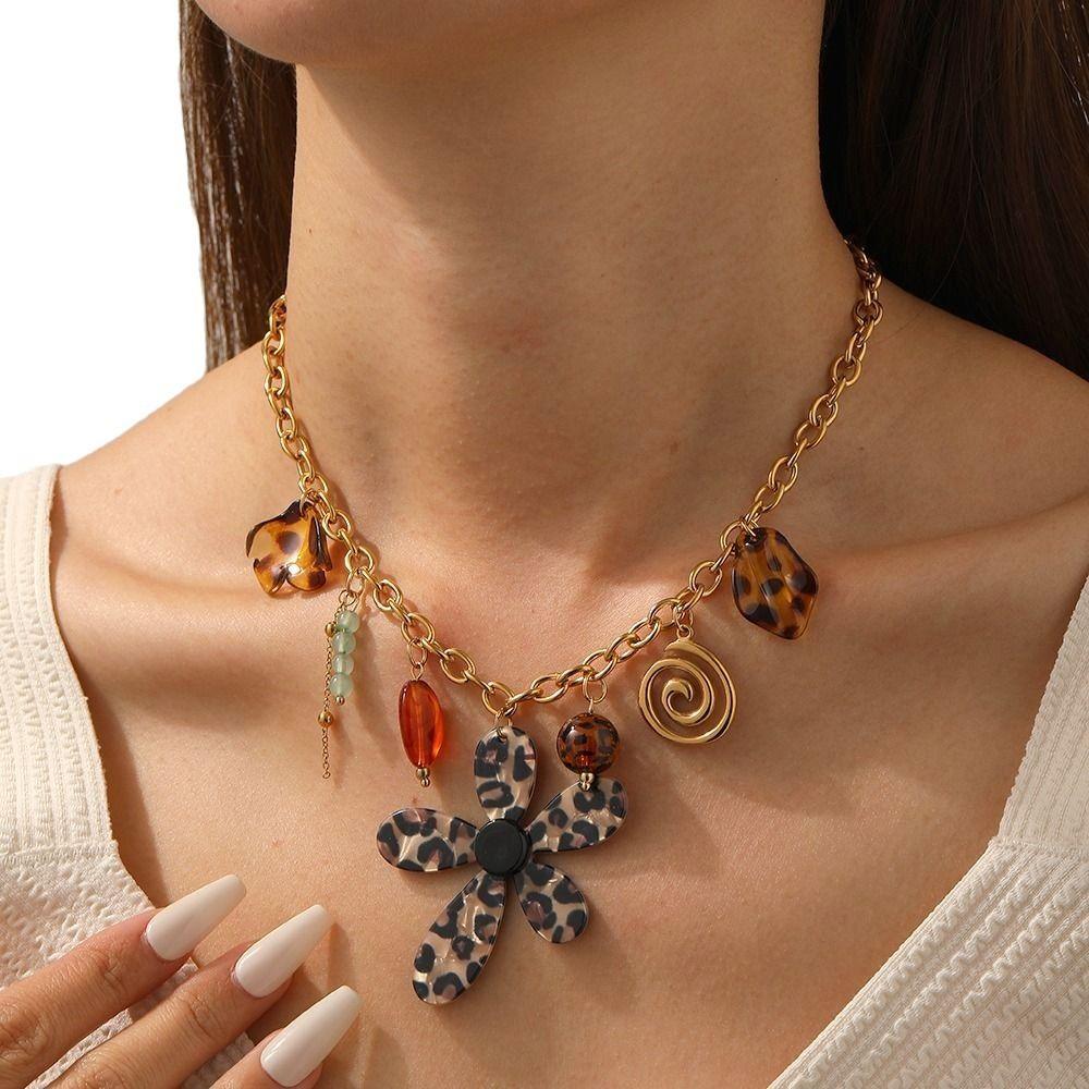 Gold Tone Multi Pendant Necklace Multi Charms Boho Jewelry Statement Chain Necklace  Daily Wear