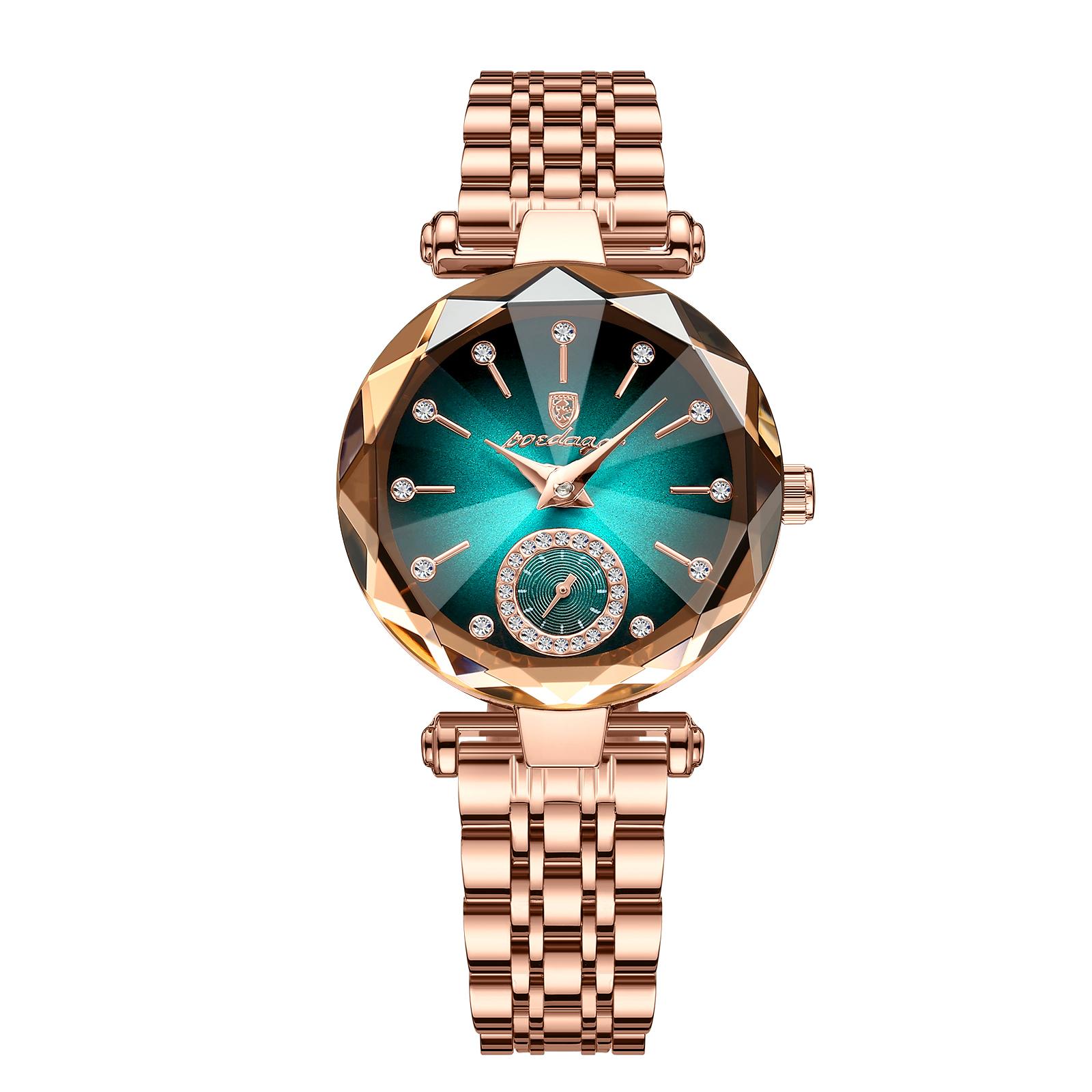 

POEDAGAR Elegant Luxury Women s Quartz Watches Waterproof Stainless Steel Watch Casual Fashion Ladies Wristwatch розового золота/зелёный