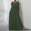 Women's Loose Fit Short Sleeve Square Neck Dress Plus Size Color Casual Summer Wear