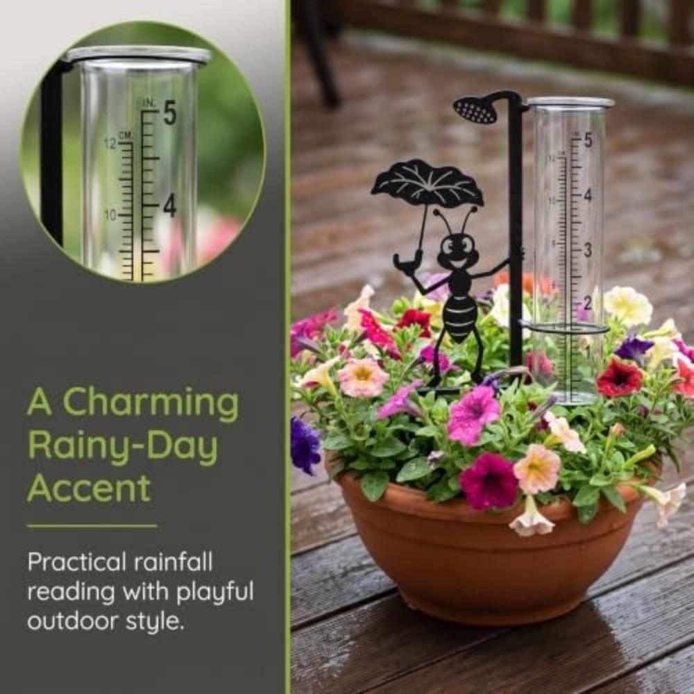 Dual Scale Outdoor Rain Gauge Clear Tube Decorative Rain Gauge New Rainfall Gauge Patio Planter