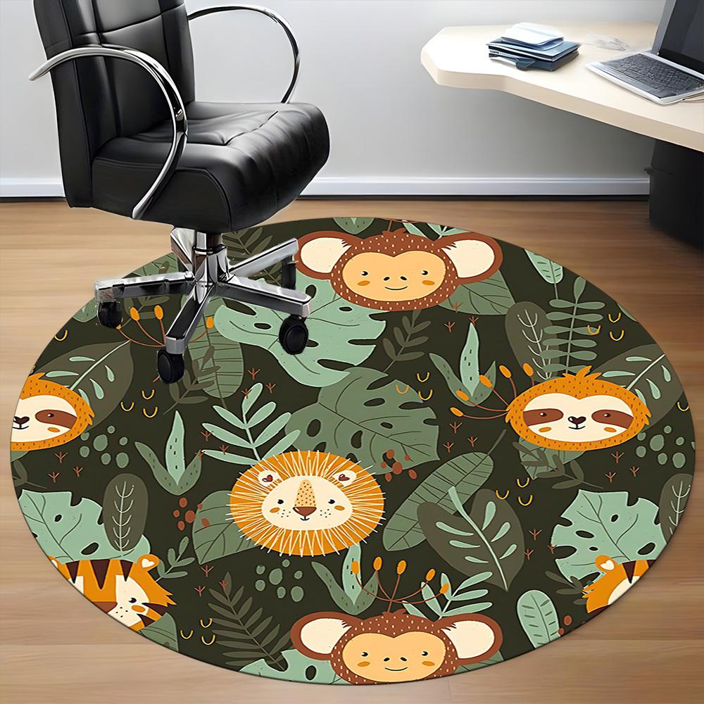1pc Tropical Monkey Office Round Area Rug, Under Office Chairs Bedroom Living Room Home Decor, Room Deco