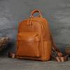 Sac à dos de voyage pour femme en cuir de vache véritable naturel rétro, sac à dos polyvalent de grande capacité en cuir de vache uni