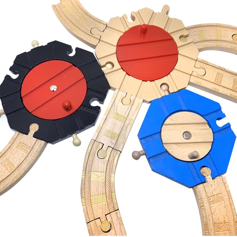 Eight-Way Turntable Track Accessories Wooden Train Childrens Track Toys Plastic Compatible Wooden Boy Toys Gifts X7