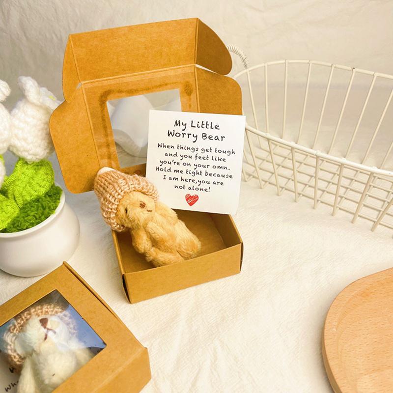 

Little Bear In Box Handmade Mini Plush Teddy Bear In Box Mini Plush Bear With Inspirational Card Pocketmini Plush Doll In Box коричневый