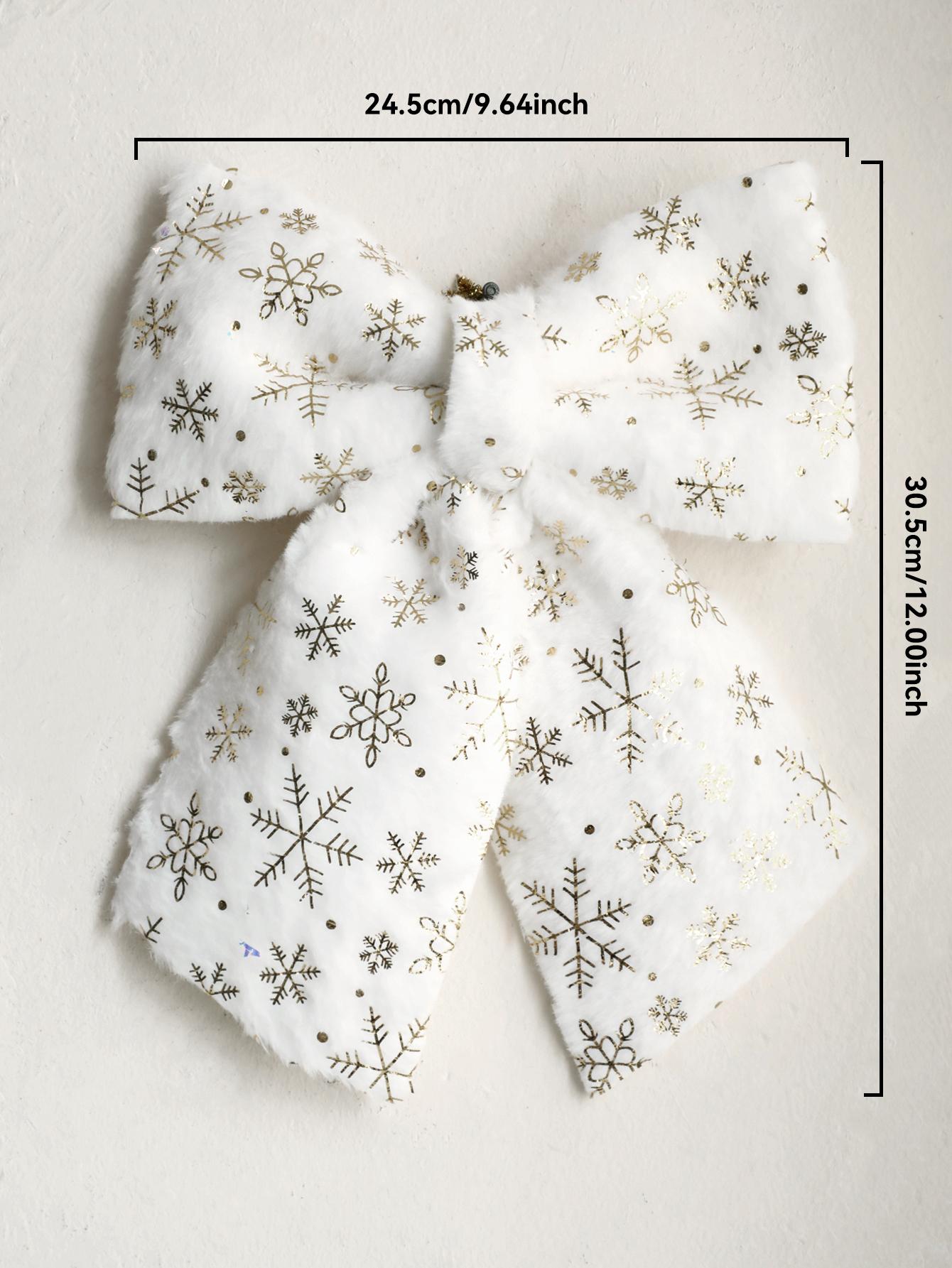 

Верхушка для рождественской елки Бант Белый Пушистый с Золотым Принтом Снежинок Подвесные Украшения Праздничный Декор для Рождественской Елки для Дома и Вечеринки Подарок