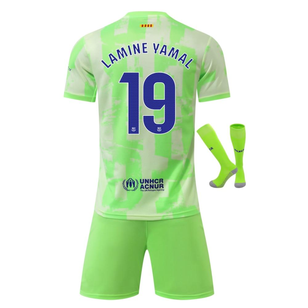 Barcelona Yamal Fußballtrikot Kinder Sportbekleidung Grünes Jugend-Fußballtrikot
