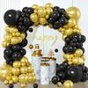 Schwarz Gold Luftballons Girlande Bogen Set Happy Birthday Party Deko Kinder Erwachsene Hochzeit Geburtstagsparty Zubehör Gastgeschenke Jahrestag