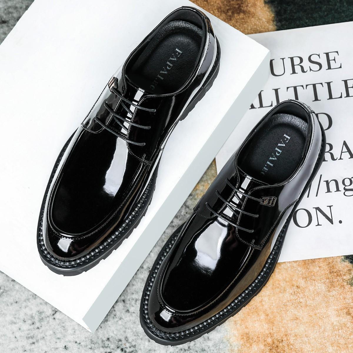 

2025 Men s Business Leather Shoes Premium Leather Men s Shoes Patent Leather British Style Top Layer Cowhide Derby Shoes Commuter 44