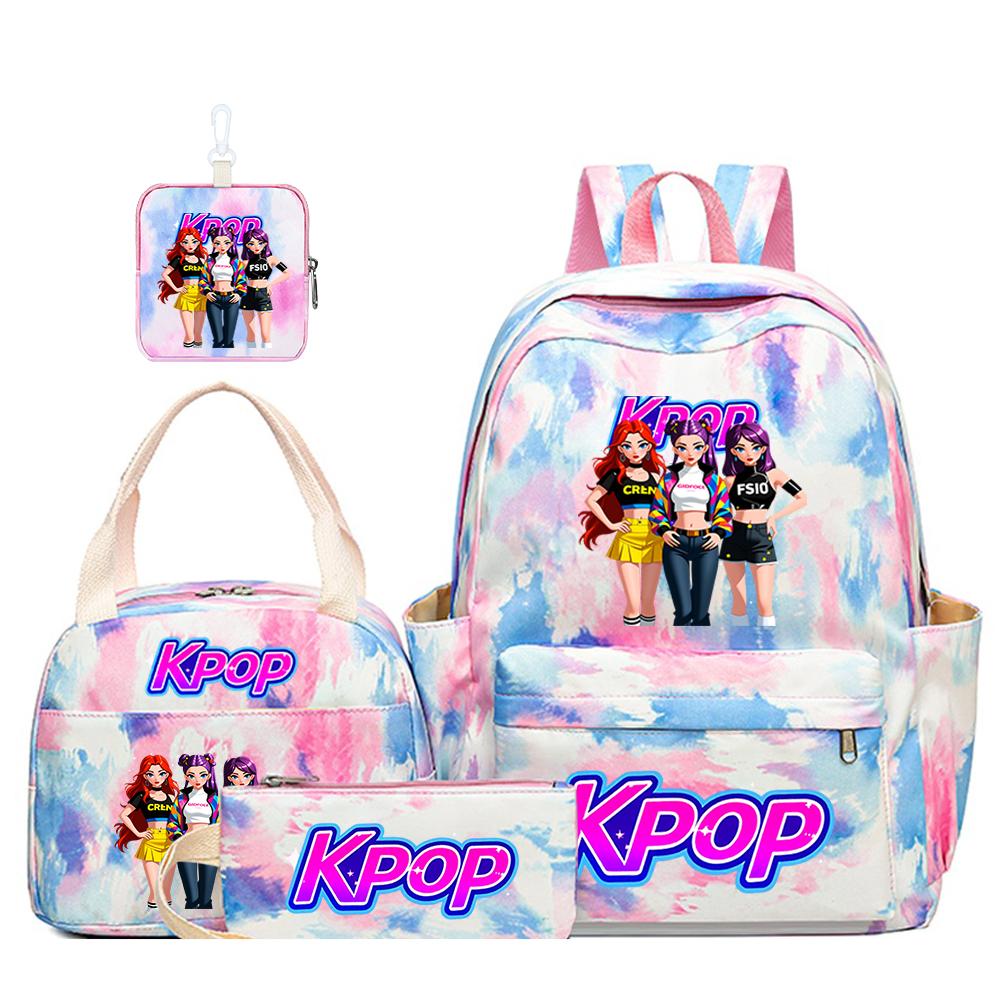 4pcs K-POP Group Print Backpack Teens Capacity Schoolbag With Shoulder Bag For Daily Use Girls Travel Casual School Bag Color