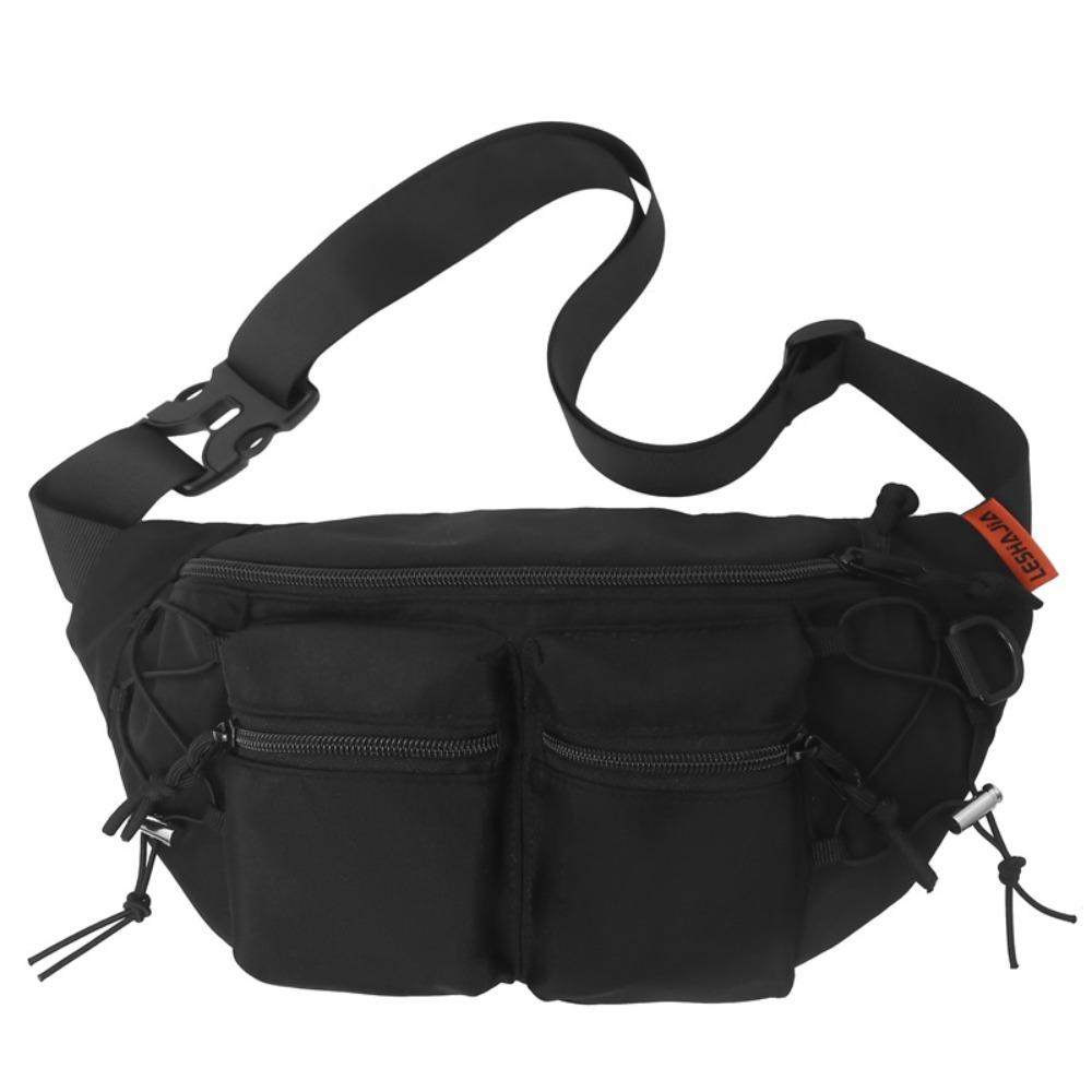 Y2k Men Waist Bag Large Capacity Sports Fanny Pack Simple Multi-pocket Chest Bag  Women