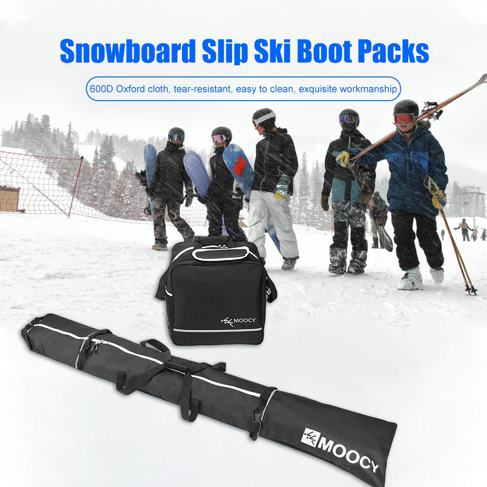 Snowboard Bag+Ski Boot Bag 2 Pcs Ski Set Ski Bag & Boot Bag Set Large Capacity Waterproof Travel Ski Boot Storage Bag Backpack