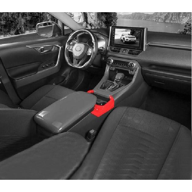 For - Toyota RAV4 ABS Red Interior Car Water Cup Holder Frame Cover Trim
