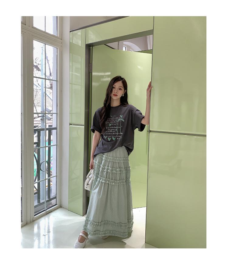 2025 Sommer Französisch G Elch-Print Rundhals Locker Damen Baumwoll-T-Shirt