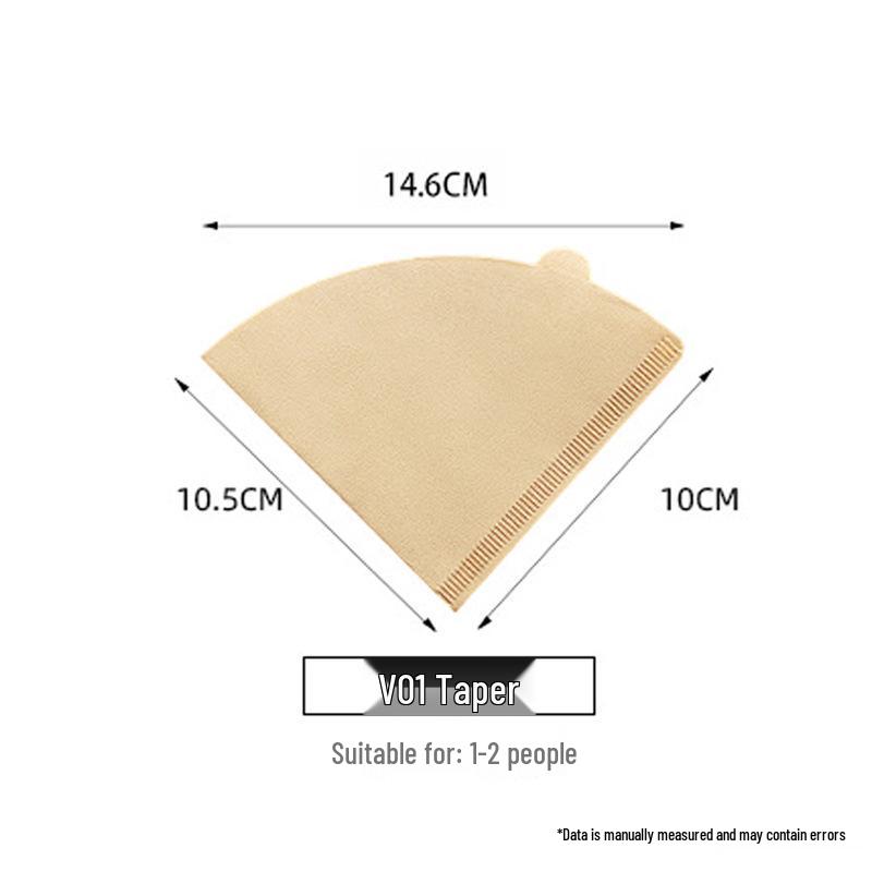 V60 Fan-shaped Raw Wood Pulp Coffee Filter, 100 Sheets, Hand Drip Disposable