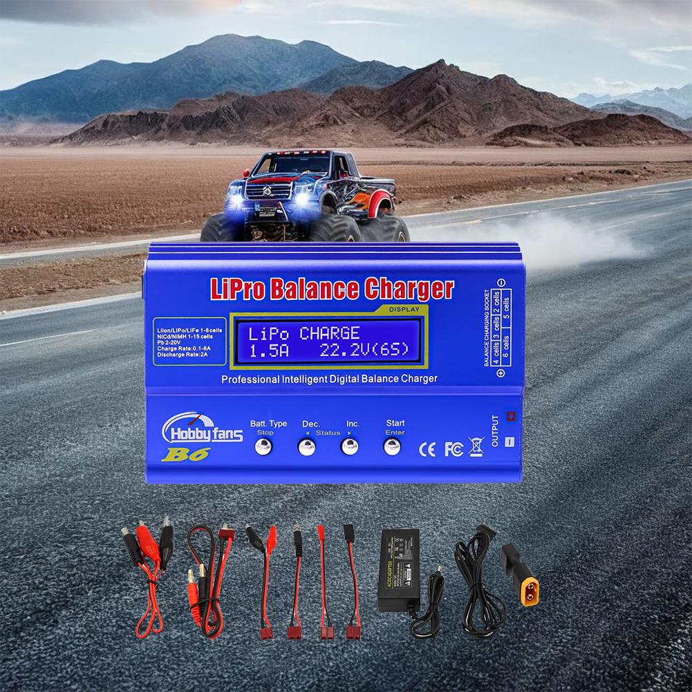 B6 Mini Balance Charger/Discharger Lipo Battery Charger RC Car Battery Charger for 1S-6S LiPo Lilon Life NiCd NiMh Pb RC Battery