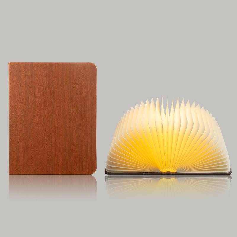 Three-Color PU Leather Folding Book Light - Creative Warm LED Night Lamp 10x8x2.5 cm