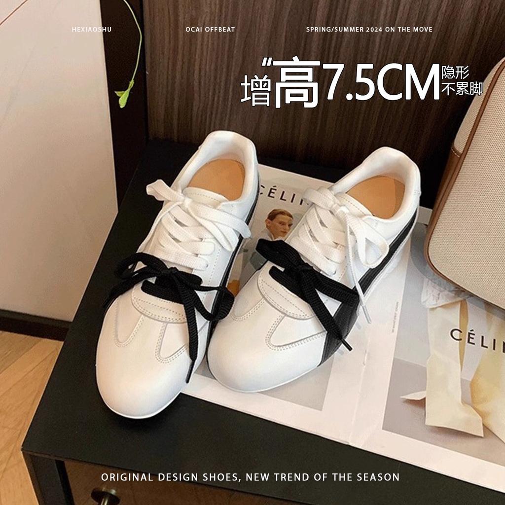 Retro inner height increase double color ribbon German training shoes women's autumn casual versatile fashion breathable sports shoes racing Forrest