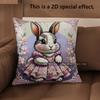 2D Cute Bunny Girls Dress-Printed Pillow Covers Pattern Cushion Cover Suitable For Sofa Bedroom Car Pillow Cover