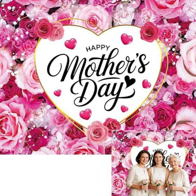 Temu Flowers Mother's Day Party Celebration Decorative Background Cloth Courtyard Decoration