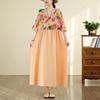 DIMANAF New 2026 Women Plus Size Casual Long Dress Summer Cotton Loose Oversize Maxi Beach Sundress Elegant Vintage Lady Print Floral