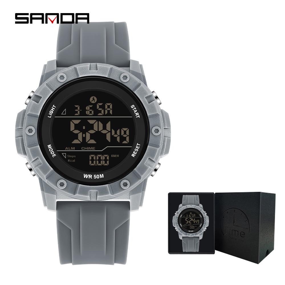 Sanda Multi-Function Smart Watch: Waterproof, Pedometer, Alarm Clock for Hiking & Sports - Unisex