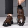 New Men's Casual Brogue Shoes Solid Color Lace Fashion Casual Platform Wedding Shoes Male Designer Business Leather Shoe Man