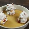 Maneki Neko Lucky Cat Tea Pet, Yixing Zisha Clay Raiseable Figurine for Good Fortune & Wealth, Creative Tea Ceremony Desktop Orn