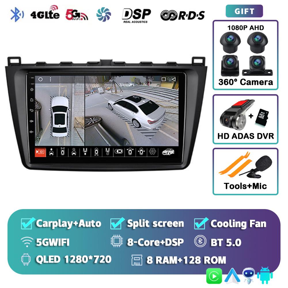 Android 14 Carplay Auto For Mazda 6 2 GH 2007-2012 Car Radio Multimedia Video Player Navigation GPS Stereo Head Unit DSP No 2din