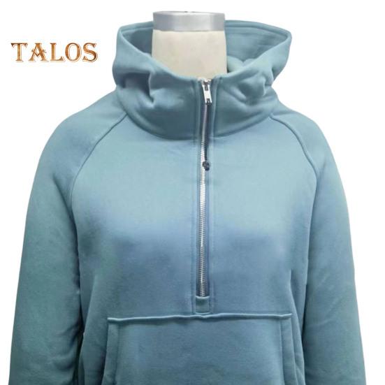 Hanorac cu glugă, toamnă, iarnă, buzunar cu jumătate de fermoar, mâneci lungi, lejer, gros, culoare pură, manșetă elastică, îmbrăcăminte de zi cu zi, top sport casual