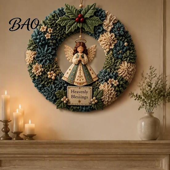 Tree Poke Art Wreath DIY Christmas Kit, 3D Fabric Santa Snowman Elk Handmade Set, Holiday Front Door Decor Crafts