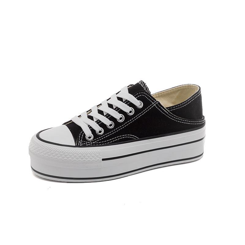 Summer New Height Increase Half-drag Canvas Shoes Female Students Lazy Two Wear White Shoes Female Casual 1