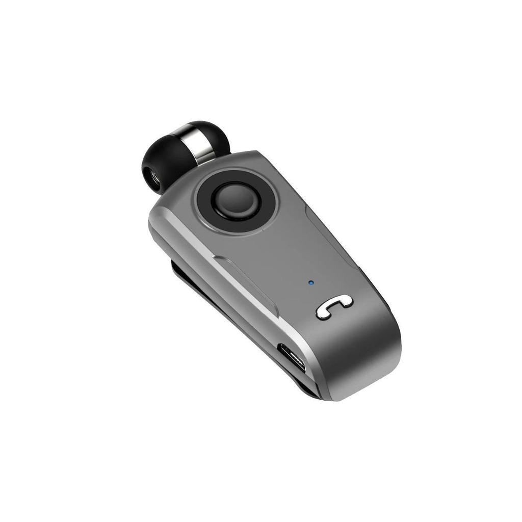 Clip-On Bluetooth Headset with Digital Display, Stereo Sound, Long Battery Life, and Retractable Cable