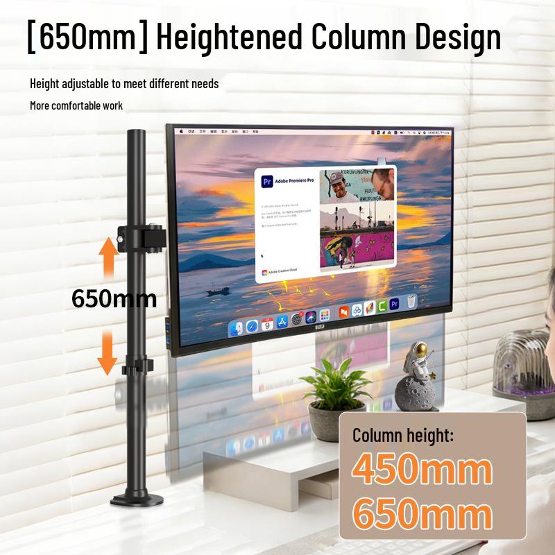 Adjustable Monitor Stand for 17-32 Inch Screens, No-Drill Desktop Mount with Mechanical Arm