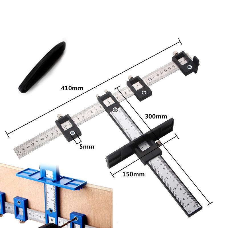 

Woodworking Punch Drill for Furniture Carpentry Punch Locator Drill Guide Ruler Hole Locator Adjustable Drilling Positioner Tool чорний