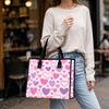 Cute Pink Heart Tote Bag for Women Fashionable Daily Casual Lightweight Shopping Handbag Trendy Sweet Purse for Travel Grocery
