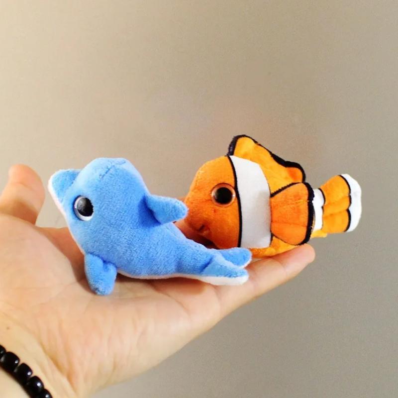 Creative Marine Animals Plush Fridge Magnet Cute Clown Fish Sticker Fluffy Doll Home Refrigerator Cartoon Decor Dolphin Octopus