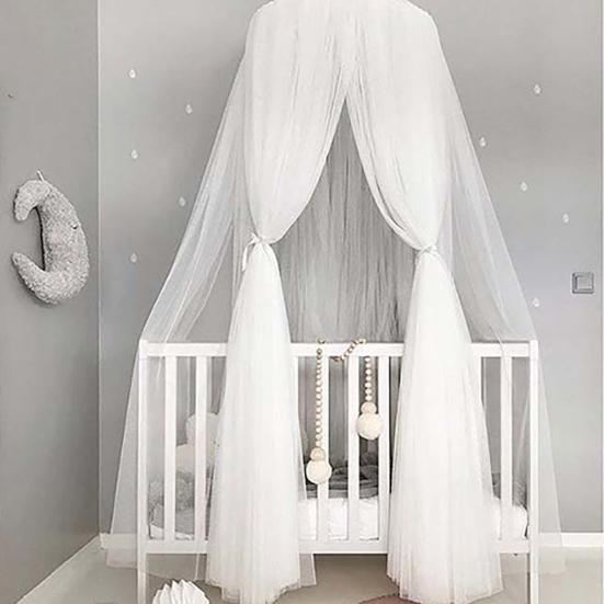 Tenda da Culla in Pizzo per Bambini Tenda a Cupola Rotonda Tenda Sospesa Zanzariera Decorazione Stanza Bambini
