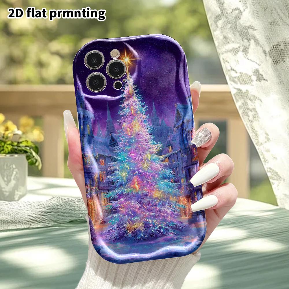 Phone Case: 2D Flat, Fits iPhone 12 Pro, 13, 14, 15, 16, 17, 18, Phone Decoration, Aurora Christmas Tree, Perfect Gift for Christmas and Halloween