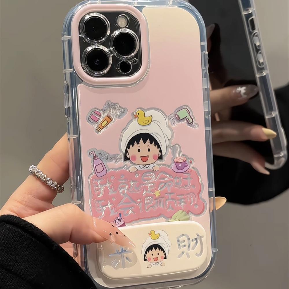 Shower cap Doraemon is suitable for Apple 17 feather cream mobile phone case iPhone16promax cartoon 15/14 pcs