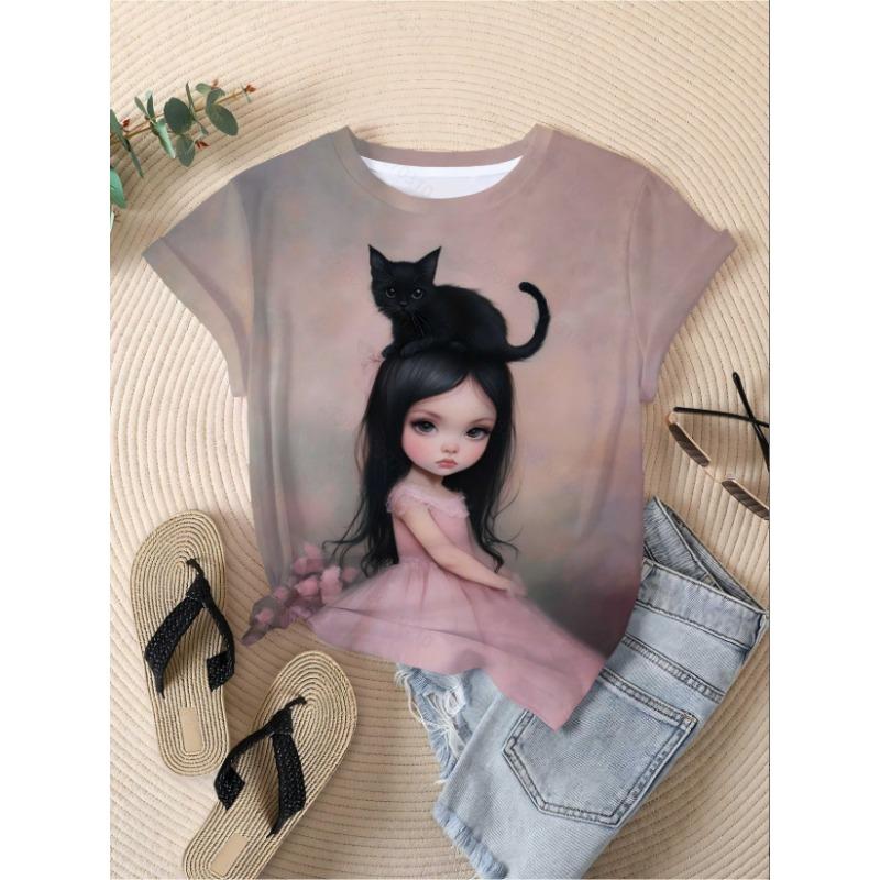 Fashion Printed Top Casual Comfort Short Sleeve Loose T-Shirts Women’s
