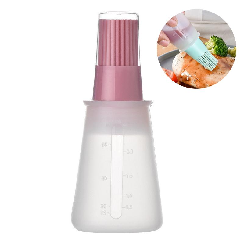 Silicone Oil Bottle Brush With Lid Set Soft Sauce Bottle With Silicone Basting Brush Cooking Oil Bottle Brushes For Pastries Bbq