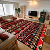 Retro Ethnic Geometry Dark toned Fluffy Carpet Decoration Bedroom Living Room Non-slip Soft Rug Large Area Easy Clean Floor Mats
